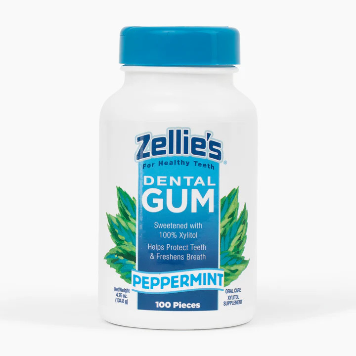 Zellie's Xylitol Dental Gum - Peppermint 100ct Jar (image for) Zellie's Xylitol Dental Gum - Peppermint 100ct Jar